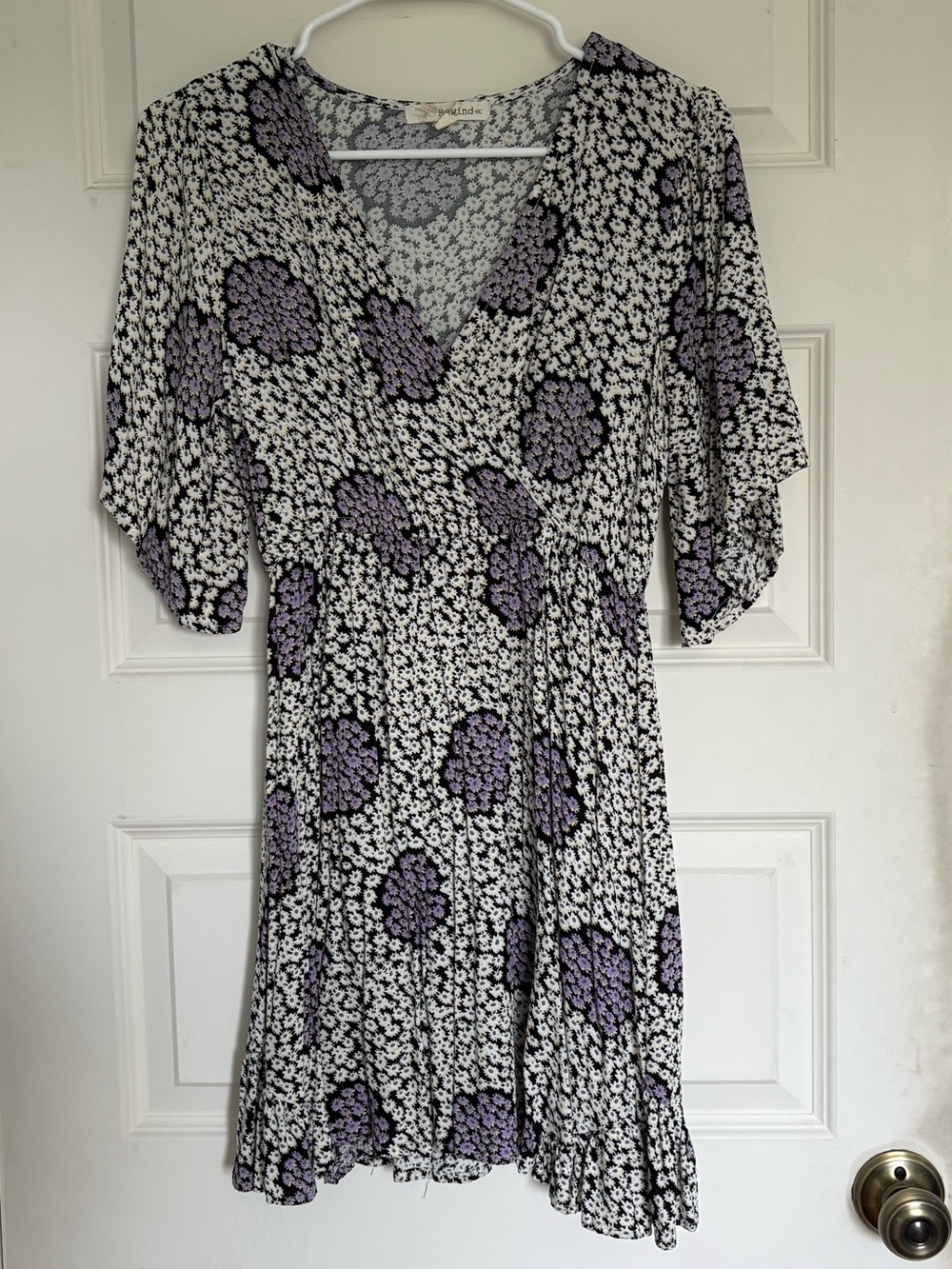 Rewind Cream and Purple Floral Mini Dress